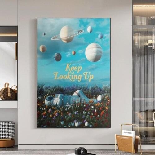 Keep Looking Up Motivational Space Canvas Art Canvas Painting Art Canvas Posters and Prints Modern Decorative Wall Pictures