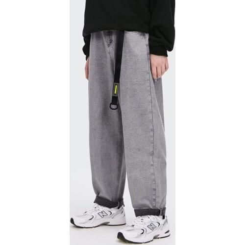 Straight Mens Jeans Fashion Casual Loose Trousers Mens Personality Denim Pants Autumn Winter Men Male Bottoms Retro Grey