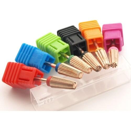 Rose Gold 5 in 1 Carbide Nail Drill Bits With Cut 2-Way Drills Tapered Bit Milling Cutter For Manicure Nails Accessories
