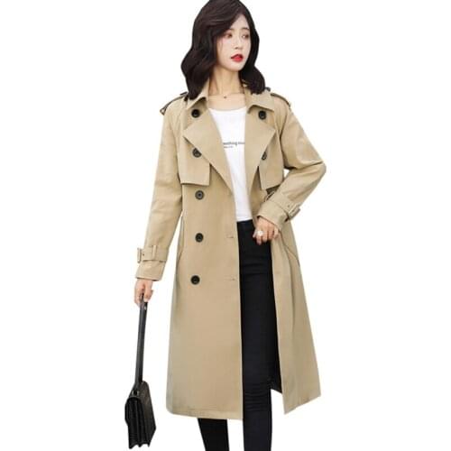 Spring Autumn Trench Coat Slim Single Breasted Trench Coat Woman Trench Coat Long Women Windbreakers Plus Size Overcoat Femmino