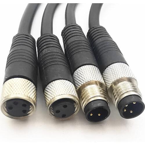 High quality M8 Sensor Connector Cable Waterproof plug Male&Female 3 4 pins straight/ angle +2m PVC line A Type reasonable price