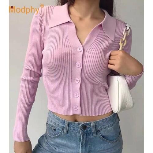 High-Quality Fashion Solid Color Cardigan Long-Sleeved Single-Breasted Button Slim Knitted Sweater Tops 2021 Spring Autumn Blous