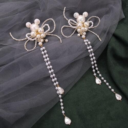 Pearl Tassel Hair Clip Hair Accessories For Women Pearl Rhinestone Wedding Accessories Clips Hair Jewelry Decoration Headpiece