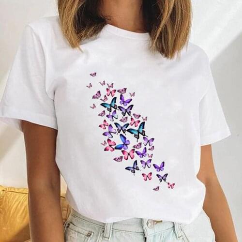 Women Butterfly Clothing New 90s Watercolor Casual Female Clothes Tops Print Ladies Tees Tshirt Cartoon Graphic T-Shirt