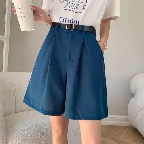 Vetement Femme 2021 Summer Shorts Women High Waist Slim Fashion Casual Wide Leg Short All Match Basic Pantalones Cortos De Mujer