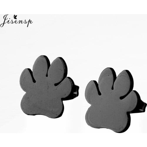 Jisensp Trendy Dog Paw Stud Earrings for Women Stainless Steel Jewelry Punk Animal Earrings pendientes mujer moda 2018