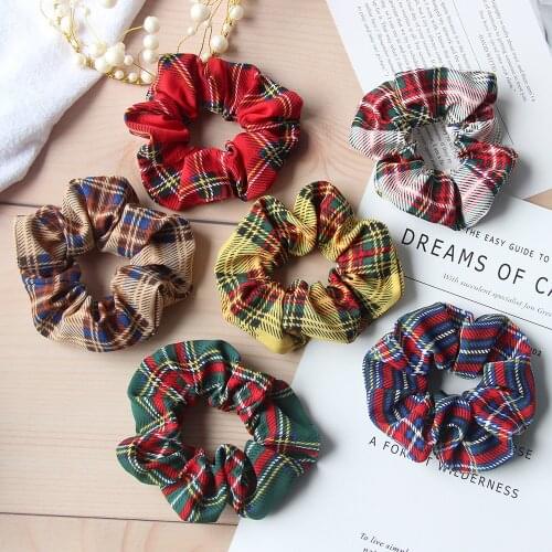 Vintage Pattern Plaid Hair Bands For Women Hairstyle Hairbuns Ties 6PCS Girls Scrunchies Pack 2021 Summer Casual Hair Accessory