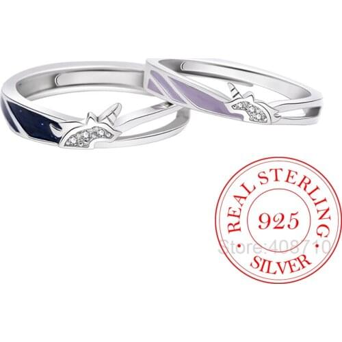 925 Sterling Silver Open Crystal Unicorn Rings For Women Men Wedding Valentines Day Party Jewelry Gift Lovers Couple Ring
