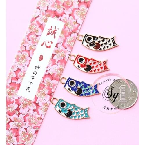 1pc DIY Jewelry Japanese Lucky Fortune Fish Metal Charms Earring Pendant Keyring DIY