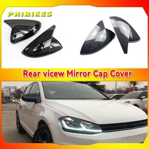 2 pcs Side Wing Mirror Cover Caps Bright Black RearView Mirror Case Cover for VW Golf 7 MK7 7.5 GTD R GTI Touran L E-GOLF