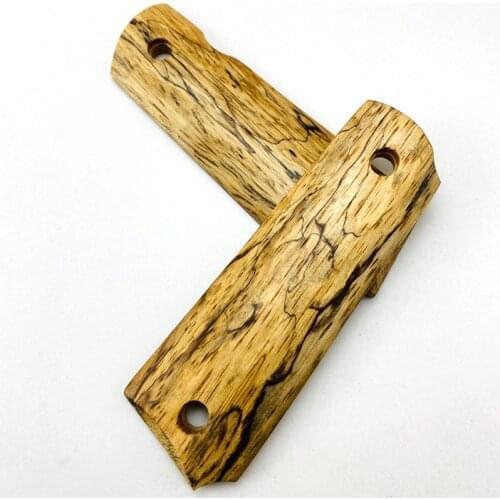 2Pieces Gun 1911 Grips Spalted Maple Wood Handle Grips Patch Custom Grips CNC Gun Handle Grips