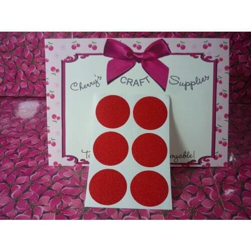 3.8cm Round Glitter Red Sticker