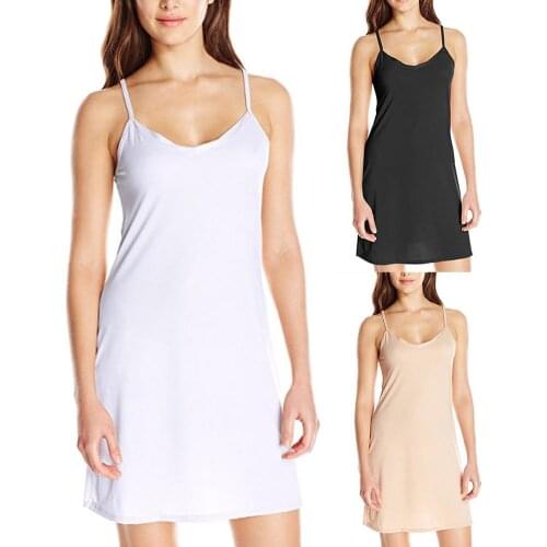 80% HOT SALES!!! Women Fashion Solid Color V-Neck Backless Spaghetti Mini Dress Long Casual Vest