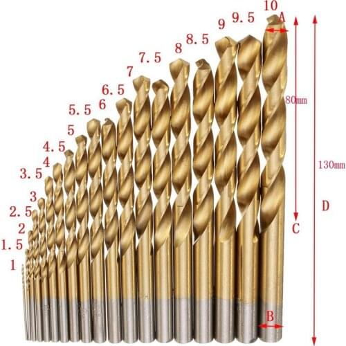 99pcs 1.5mm - 10mm Titanium HSS Drill Bits Coated Stainless Steel HSS High Speed Drill Bit Set For Electrical Drill