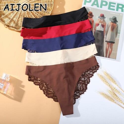 AIJOLEN Sexy Lace Womens Panties Solid Color Lace Underpants Elastic Thong and G String Hollow Breath Underwear Briefs