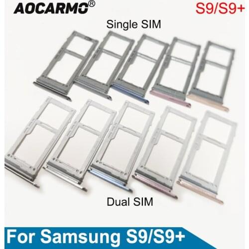 Aocarmo Single/Dual Metal Plastic Nano Sim Card Tray Micro SD Slot Holder For Samsung Galaxy S9 / S9 Plus S9
