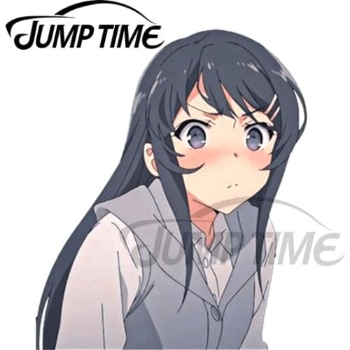 JumpTime 13 x 5.8cm For MAI SAKURAJIMA Peeker BUNNY GIRL Car Stickers Auto Vinyl Decals Waterproof Bumper JDM Creative Car Wrap