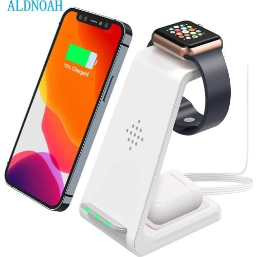 15W 3 in 1 Fast Wireless Chargeing Stand for iPhone 12 Pro 11 XS 8 AirPods Pro Wireless Charger Dock for Apple Watch 6 5 4 3 2