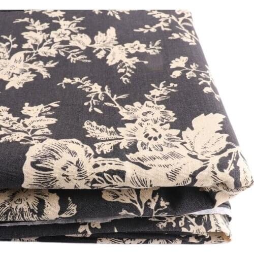 Black cotton fabric Flower cluster 44inch Printed Cloth Sewing Quilting Fabrics Patchwork Needlework DIY Handmade Accessories