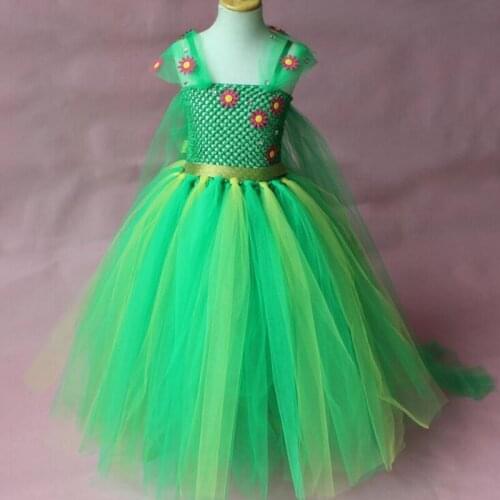 Kids Party Dress Girls Flower Ball Gown Little Girl Princess Dresses Children Halloween Perform Costume Net Yarn Tail Dress