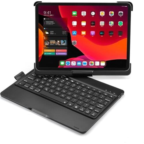 For iPad Pro 11 2018 2020 Smart LED Backlit 360 Degree Swivel Rotating Wireless Bluetooth Keyboard Case Cover With Pencil Holder