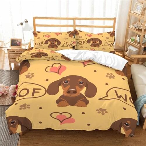 Home Living Luxury 3D Cut Dog Print 2/3Pcs Comfortable Duvet Cover PillowCase Bedding Sets Queen and King EU/US/AU Size