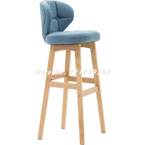European Modern Simple Bar Chair Household Retro High Chair Solid Wood Fashion Bar Chair Back High Stool