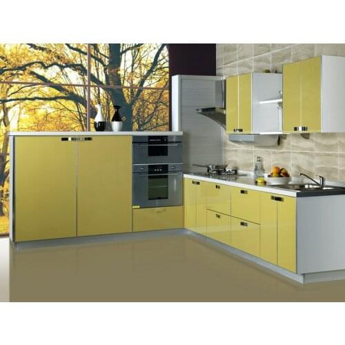 High gloss yellow kitchen furniture