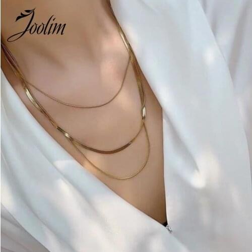 JOOLIM High End Gold Finish Stainless Steel Chain Necklace Layered Chain Necklace Gold Finish Necklace