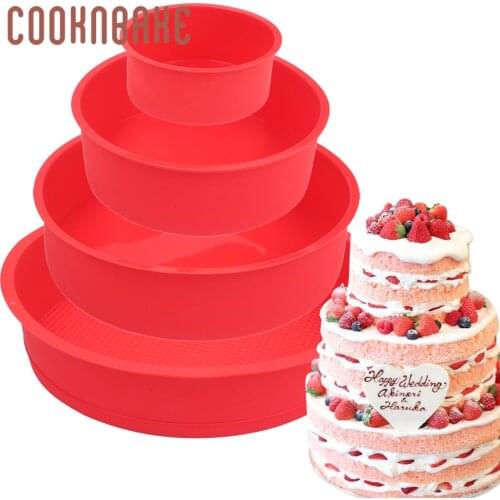 COOKNBAKE 4 6 8 10 Inch Round Silicone Mould for Cake Baking Nonstick Layer Cake Pan Chocolate Rainbow Cake for Birthday Wedding