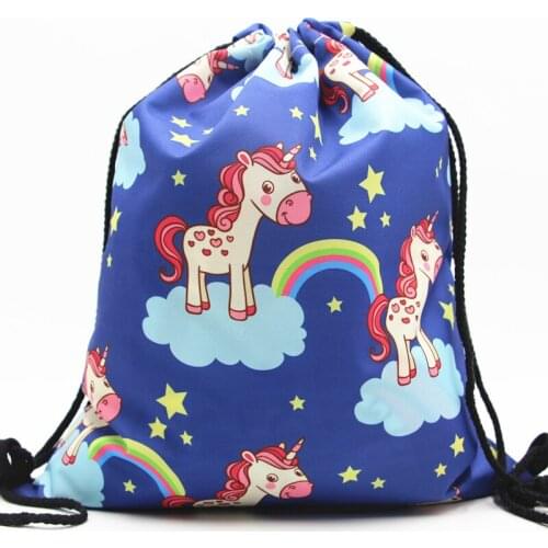 20PCS / LOT Fashion Drawstring Bag 3D Printing Women Daily Casual Backbag Cartoon Shoes Organizer Clothes Backpack Travel Pouch