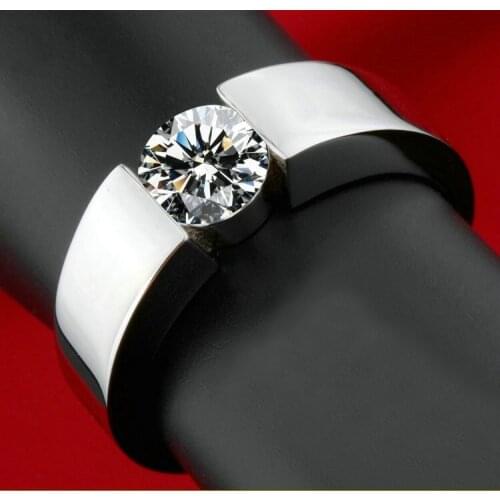 Fashion Jewelry Men Gem 5A Zircon stone Silver color Engagement Wedding Band Ring US Size 5-10 Gift Free shipping