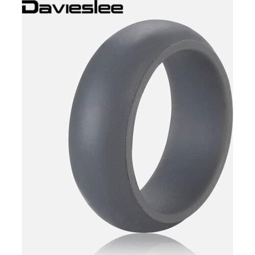 Davieslee 8-12 Size Crossfit Flexible Sports Silicone Rings For Men Mens' Rubber Wedding Rings Finger Jewelry 7.5mm DSRM02