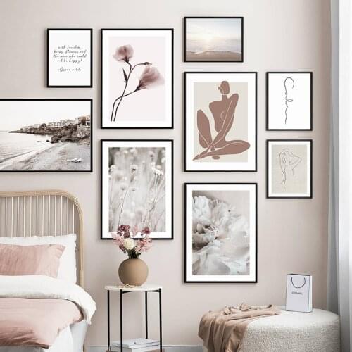 Beige Flower Plant Landscape Poster Abstract Body Wall NordicPainting Room Decoration Pictures Canvas Wall Art Print Home Decor