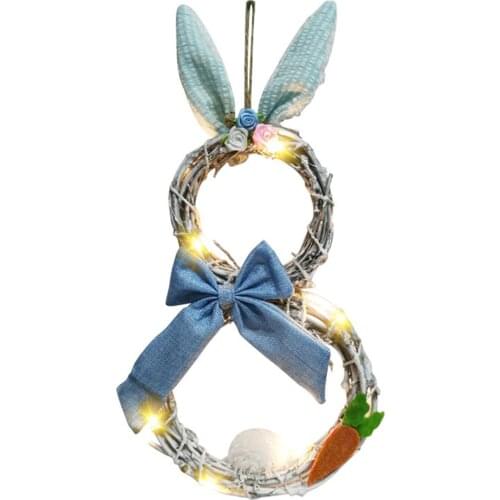 Easter Wreath Home Party Decoration Front Door Wreaths LED Durable 1PC 2021 Window Props Wall Hanging Ornament Garland Gifts