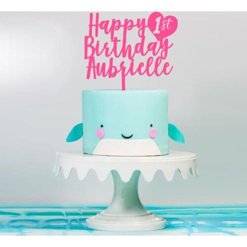 Personalize Happy 1st Birthday Name Cake Topper with Heart around 1st,Birthday Topper, Unique Topper, Custom Topper