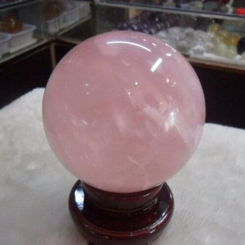 Genuine natural pink crystal ball pink crystal powder ball ornaments fidelity send base