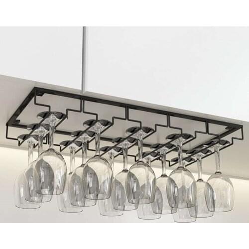 Wine Glasses Holder Bartender Stemware Hanging Rack Under Cabinet Stemware Organizer Glass Goblet Iron Rack Bar Tool