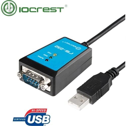 IOCREST 1.8M FTDI Chips USB 2.0 to DB9 RS232 Serial Cable Converter with Magnetic Ring Led Light
