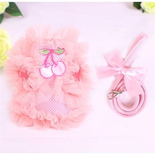 Pet Harness Dog Leash Animal Leads Cat Collars Clothes For Dogs And Cats Lace Vest XS,S,M,L,XL Pink,Pruple