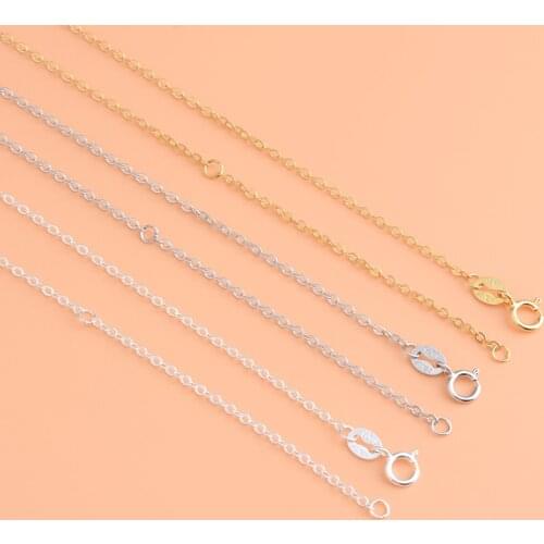 S925 Sterling Silver Necklace woman, simple cross chain o word chain ring buckle, bare chain