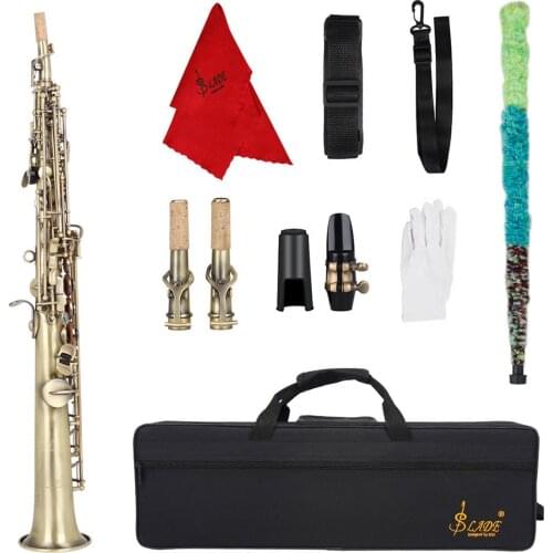SLADE Soprano Saxophone Sax Bb B Flat Brass Body Abalone Shell Keys Saxophone Woodwind Musical Instrument With Case Accessories