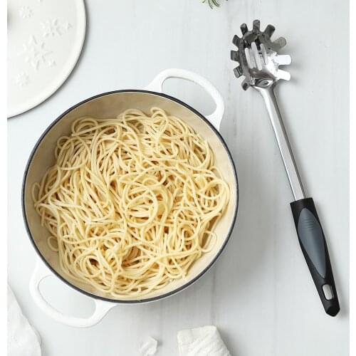 Seacreating Kitchen Pasta Server Durable Stainless Steel Pasta Spoon Server With Heat Resistant Handle Noodle Server Fork