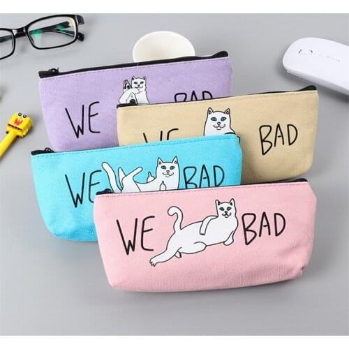 1 Pcs Kawaii Pencil Case Canvas School Supplies Bts Stationery Estuches School Cute Pencil Box Pencilcase Pencil Bag