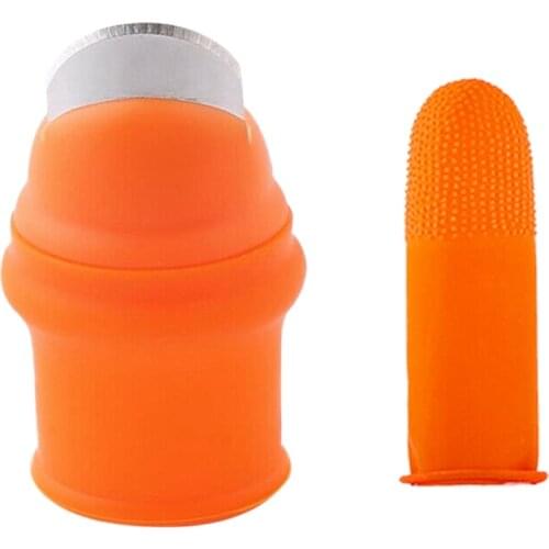 HLZS-Gardening Silicone Thumb Knife with Finger Cots Thumb Knife Picker for Fruits Vege