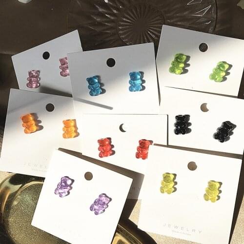 Cute Little Gummy Bear Girl Studs Earrings Korean Style Small Animal Earrings Ear Clips Wholesale Daily Accessories