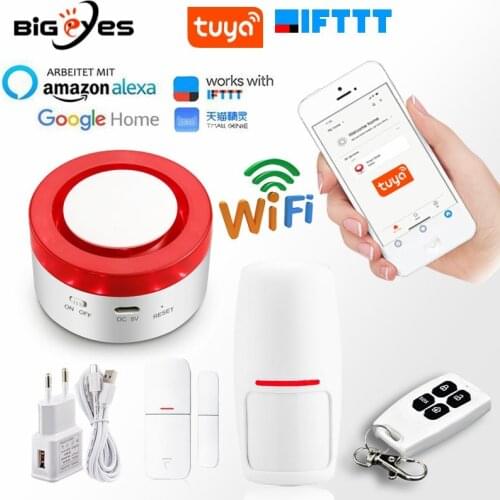 Tuya Smart WiFi Home Security Alarm System Gateway Wireless Burglar Alarm System work with Alexa Google Home IFTTT Voice Control