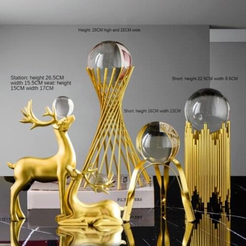 Nordic Light Luxury Home Decor Golden Crystal Ball Accessories Living Room Decorations Offices Ornaments Figurines For Interior
