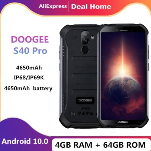 Doogee S40 Pro Smartphone MT6762D A25 4GB + 64GB 13MP rear Camera NFC Support 5.45”HD+ IPS Screen with Android 10.0 Phone