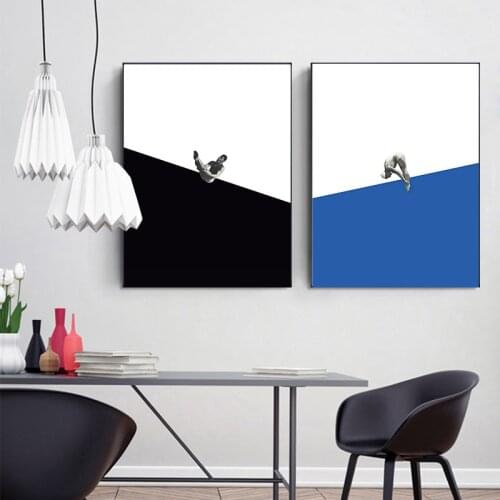 Modern Abstract Diving Posture Canvas Painting Nordic Poster Print Scandinavia Wall Art Pictures for Living Room Home Decoration